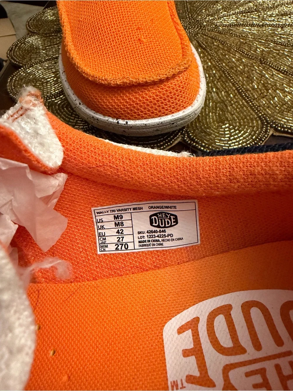 Hey Dude Kids Slip-On Sneakers in Orange, White & Navy